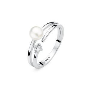 Inel argint cu perla naturala alba si piatra DiAmanti SK22534R_W-G (Argint 925‰ 1,8 g.)